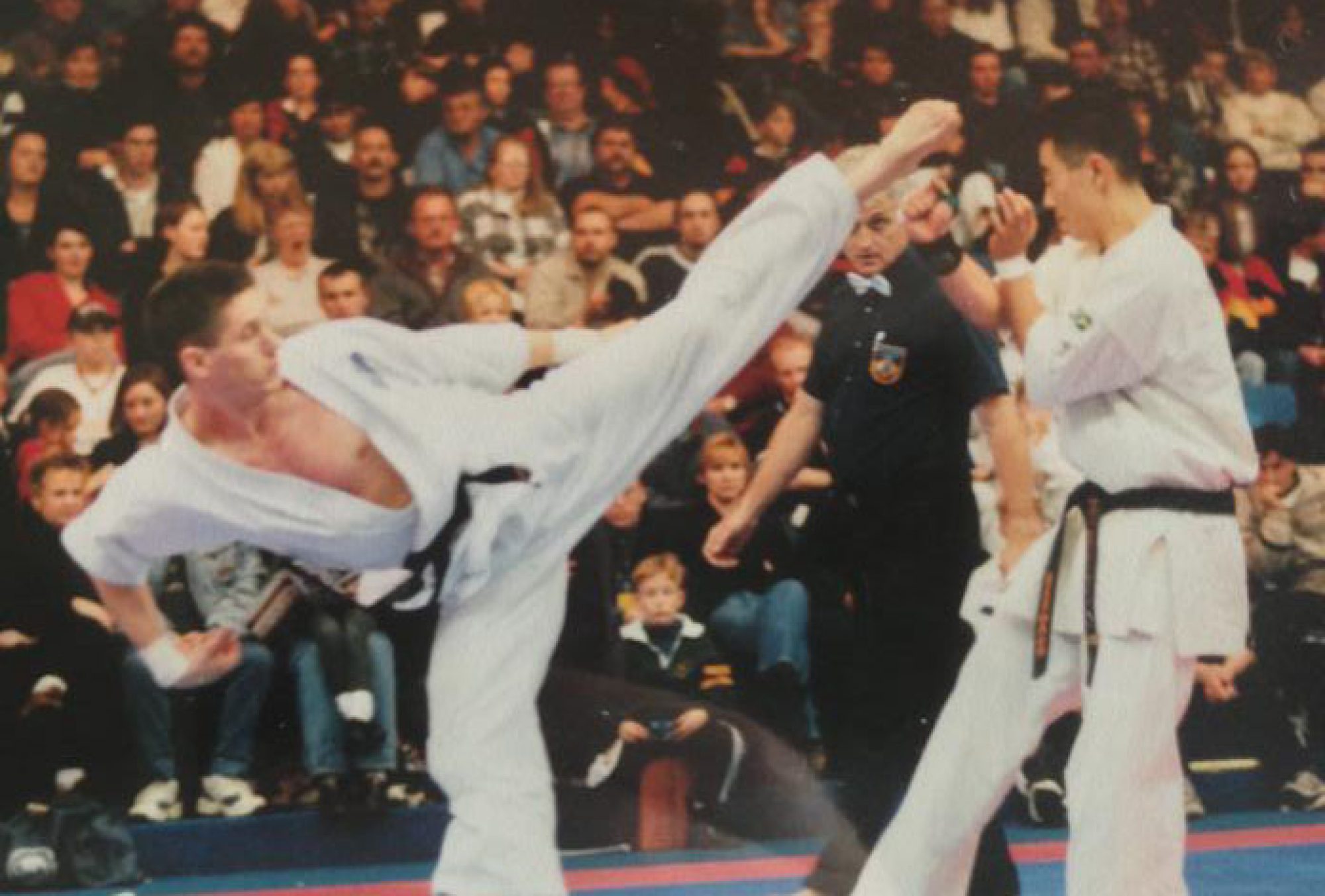 Kyokushin karate tournament bout